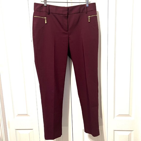 Chaus Pants - Chaus New York-Women's Size 8 Stretch Burgundy/Gold Ankle Pants-Casual-Comfy
